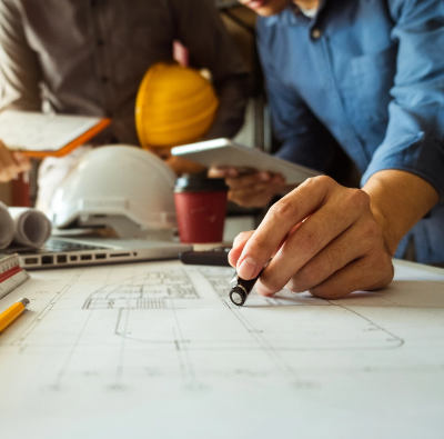 engineers working on architectural project at construction site-1